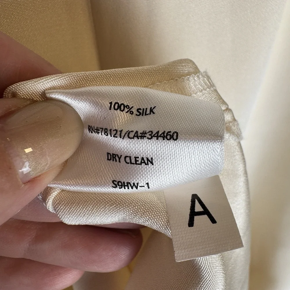 Eileen Fisher Heavyweight Silk Crepe de Chine Pant White Wide Leg‎ Sz Med Bridal